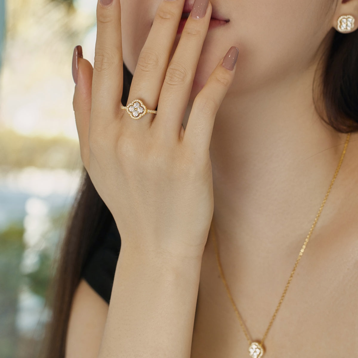 [LuckyStar]Four Leaf Clover Flower Design Ring