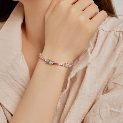 [LuckyStar]Ornate Colorful Butterfly Shape Round Cut Daily Bracelet