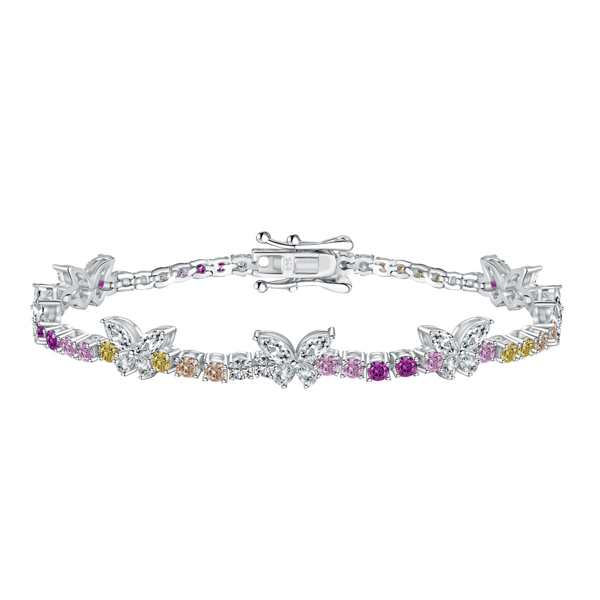 [LuckyStar]Ornate Colorful Butterfly Shape Round Cut Daily Bracelet