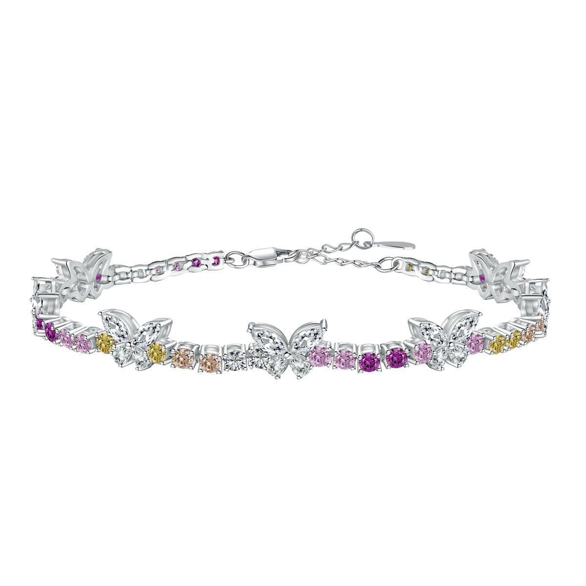 [LuckyStar]Ornate Colorful Butterfly Shape Round Cut Daily Bracelet