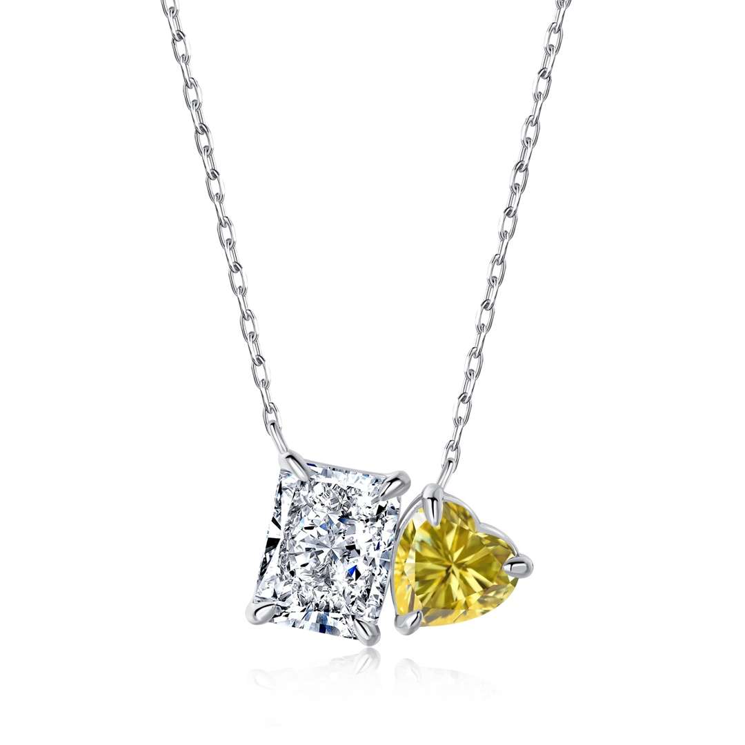 [LuckyStar]Dazzling Square & Heart Shape Necklace