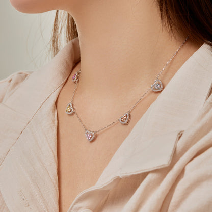 [LuckyStar]Sparkling Five Heart Necklace