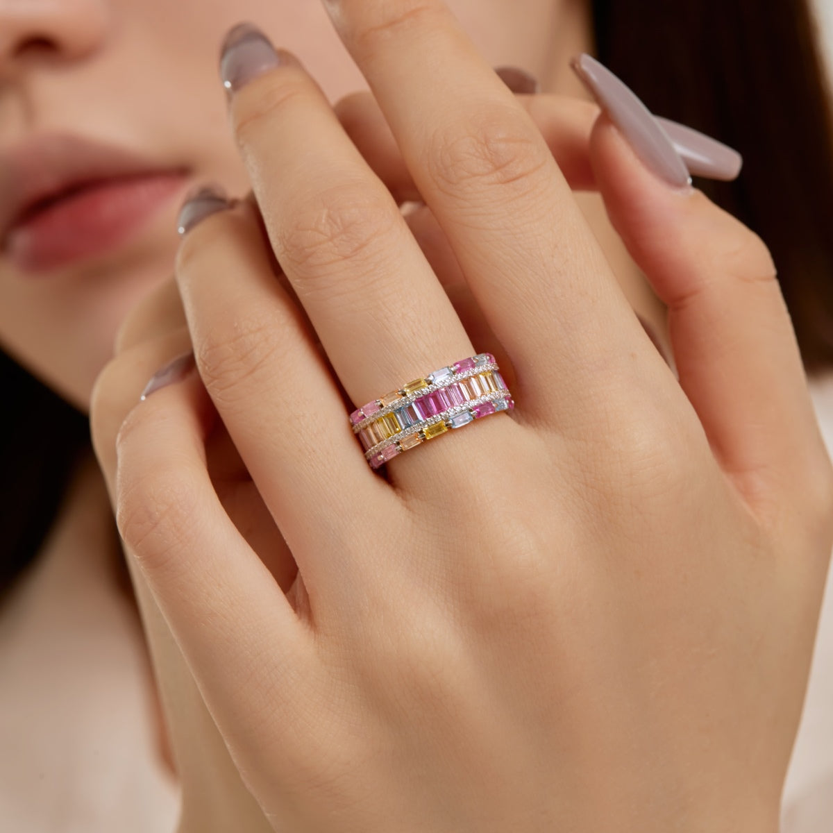 [LuckyStar]Dazzling Colorful Radiant Cut Party Ring
