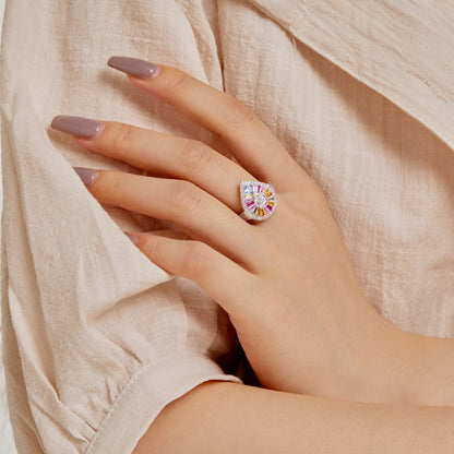 [LuckyStar]Elegant Colorful Water Drop Shape Banquet Ring