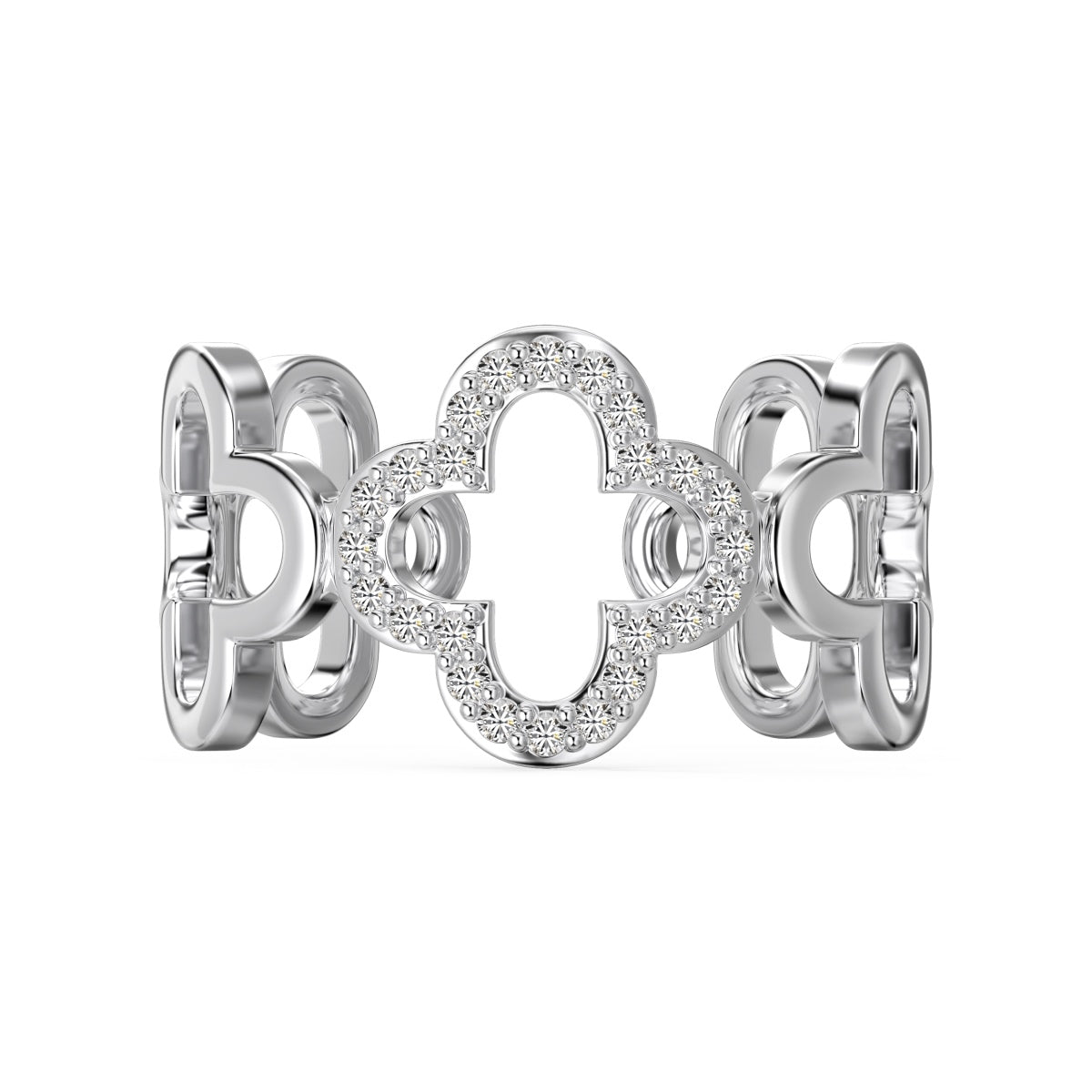 [LuckyStar]Hollow Design Four-Leaf Clover Flower Shape Ring