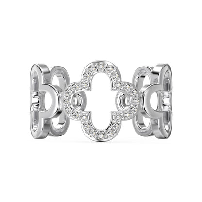 [LuckyStar]Hollow Design Four-Leaf Clover Flower Shape Ring