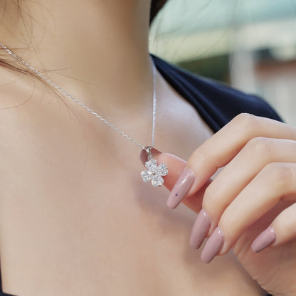 [LuckyStar]Heart-Shaped Four-Leaf Clover Bead Necklace