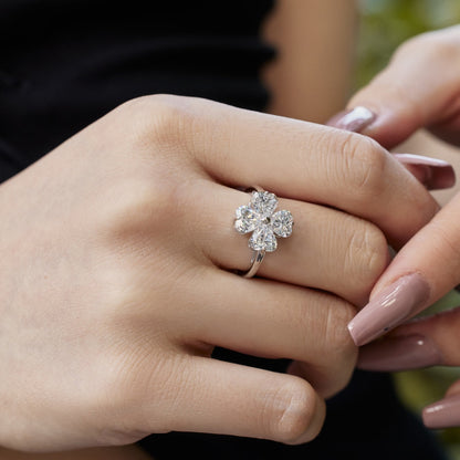 [LuckyStar]Heart-shaped Four-Leaf Clover Ball Ring