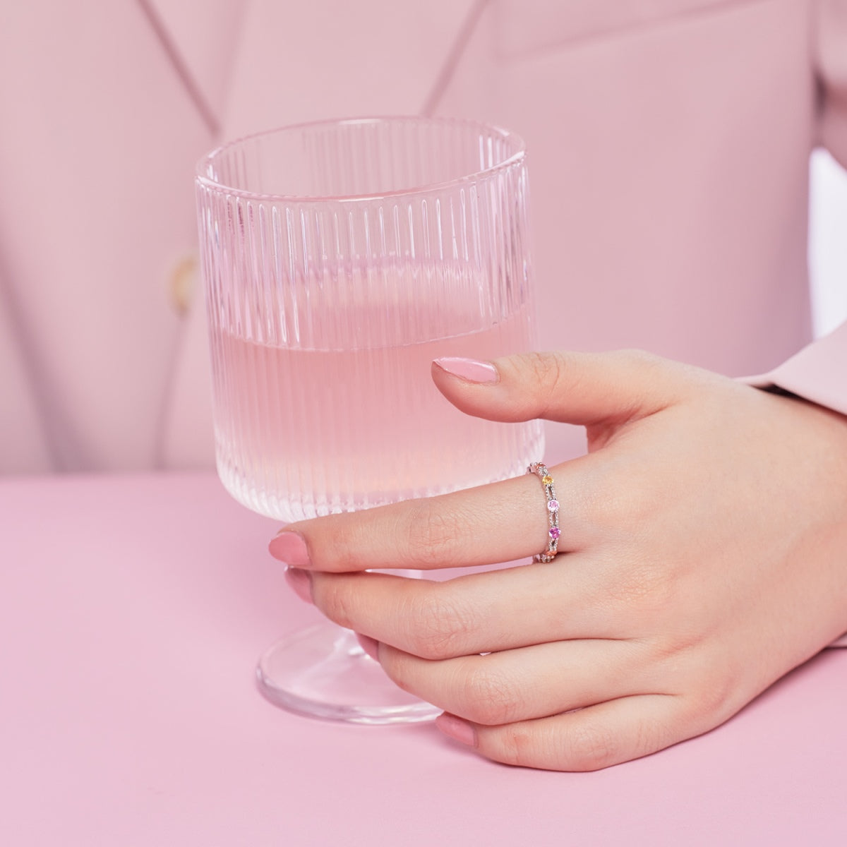[LuckyStar]Sparkling Colorful Round Cut Tennis Ring