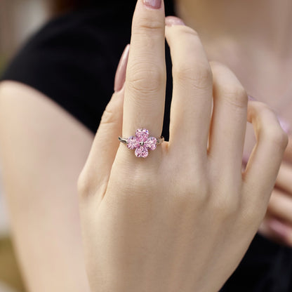 [LuckyStar]Heart-shaped Four-Leaf Clover Ball Ring