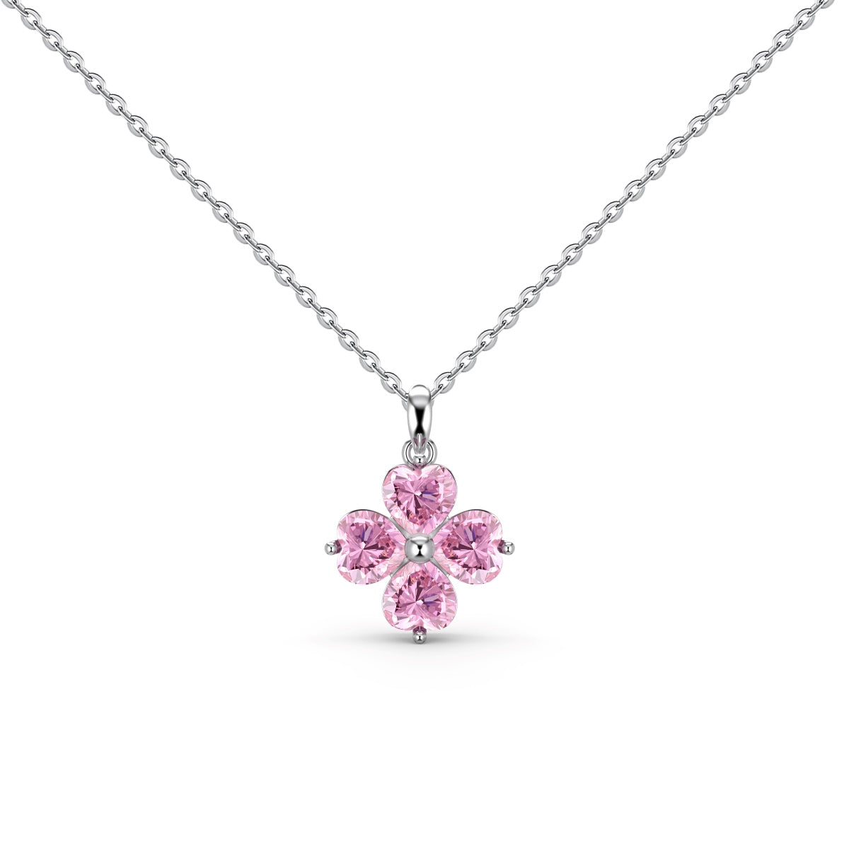[LuckyStar]Heart-Shaped Four-Leaf Clover Bead Necklace