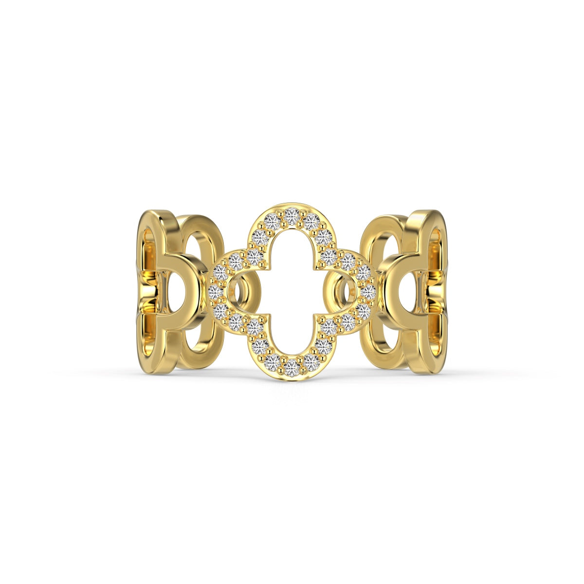 [LuckyStar]Hollow Design Four-Leaf Clover Flower Shape Ring
