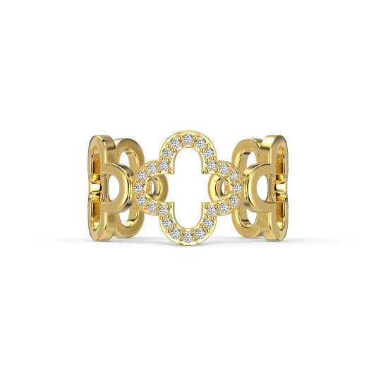 [LuckyStar]Hollow Design Four-Leaf Clover Flower Shape Ring