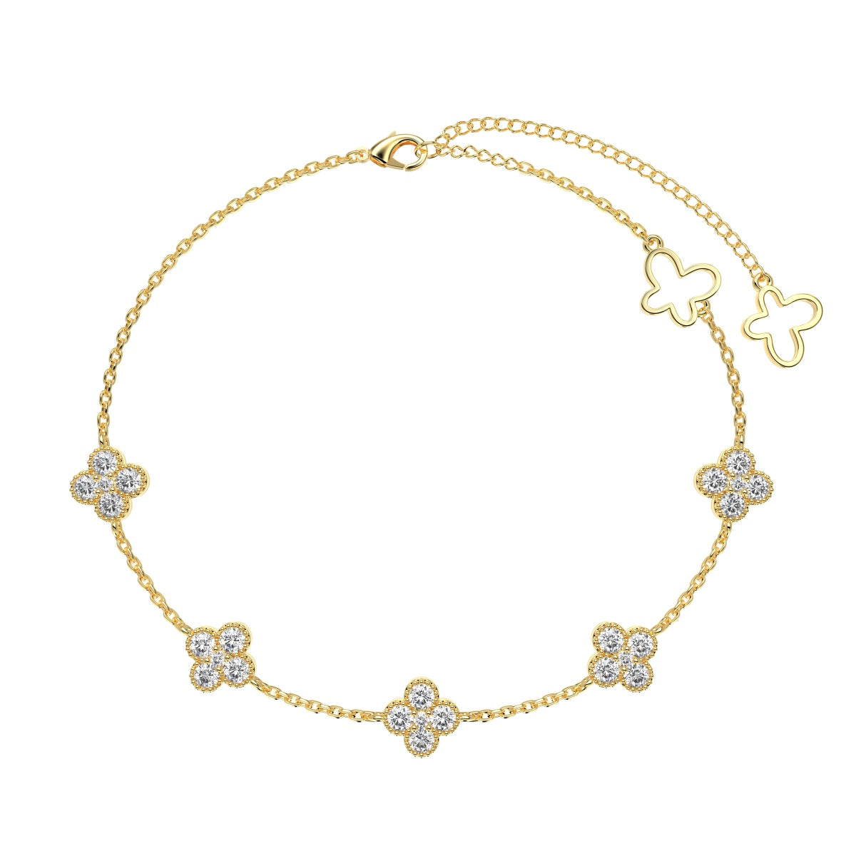 [LuckyStar]Four-Leaf Clover Hollow Butterfly Bracelet