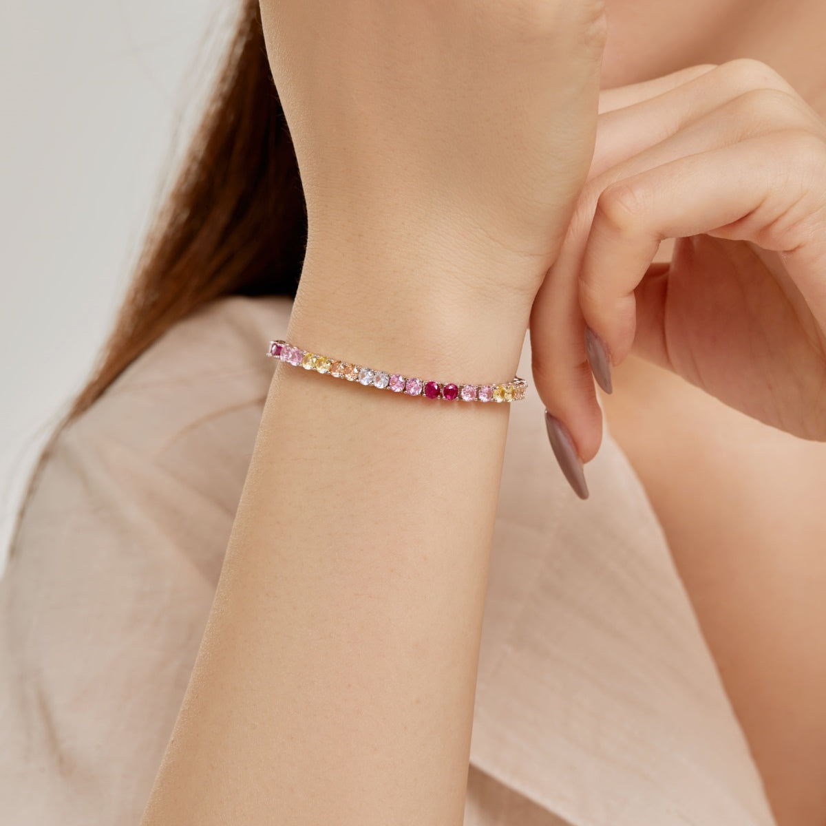 [LuckyStar]Radiant Colorful Round Cut Tennis Bracelet