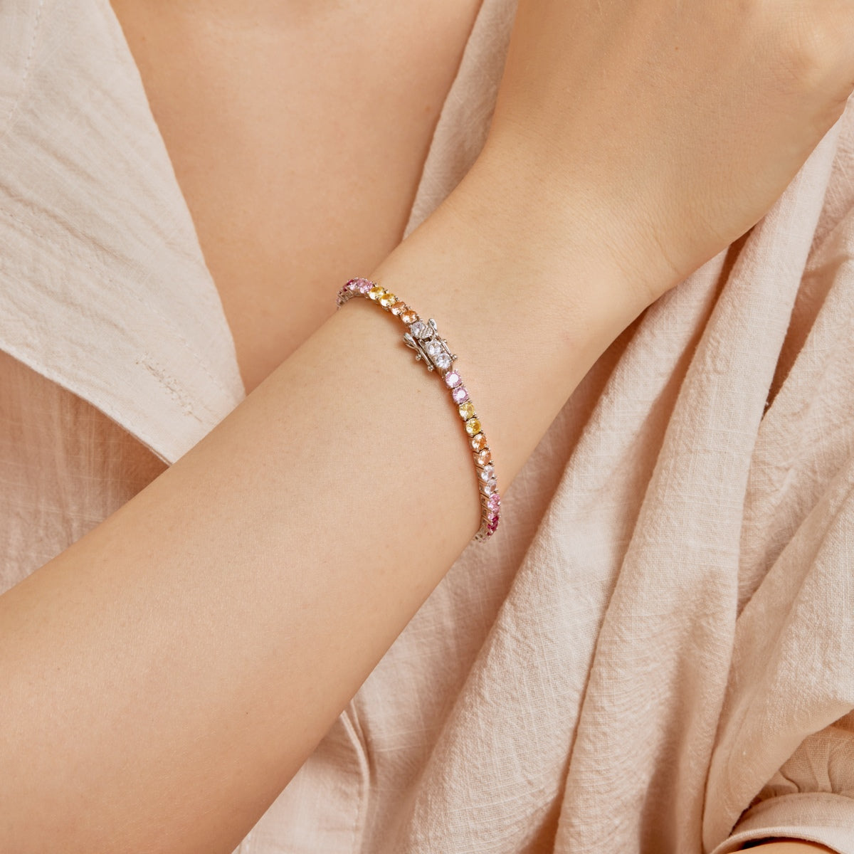 [LuckyStar]Radiant Colorful Round Cut Tennis Bracelet