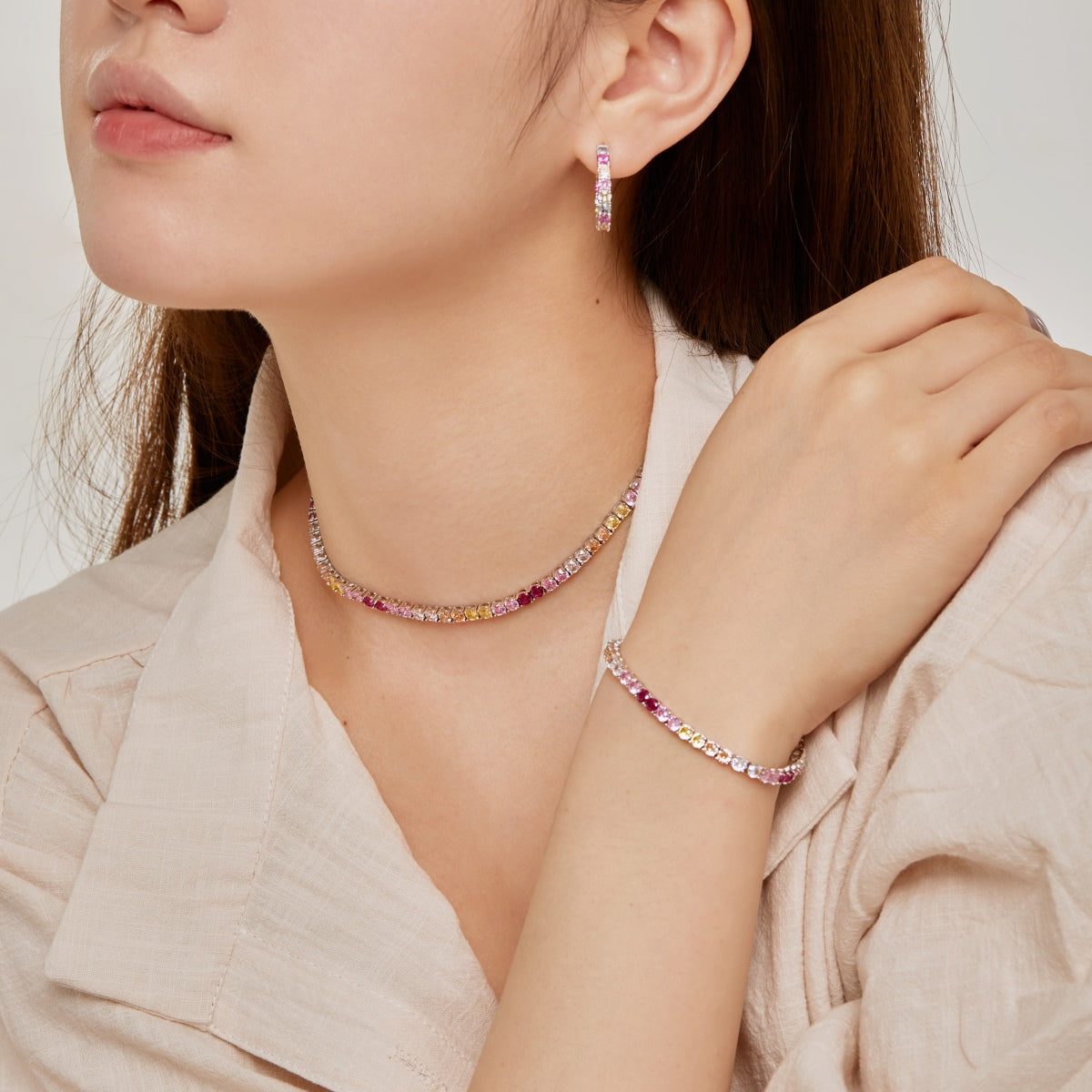 [LuckyStar]Radiant Colorful Round Cut Tennis Bracelet