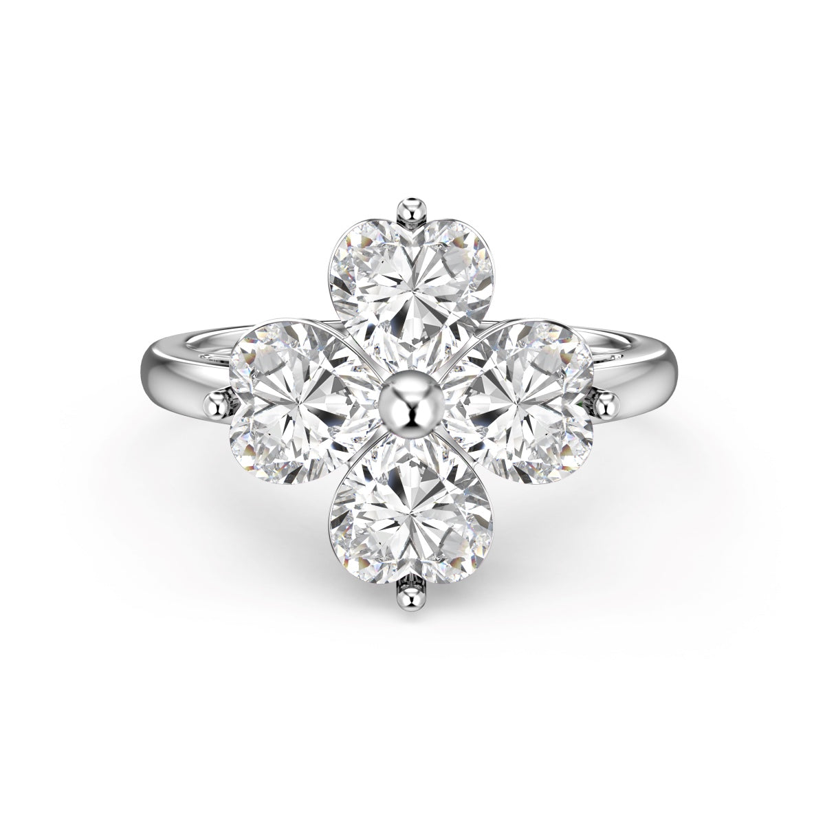 [LuckyStar]Heart-shaped Four-Leaf Clover Ball Ring