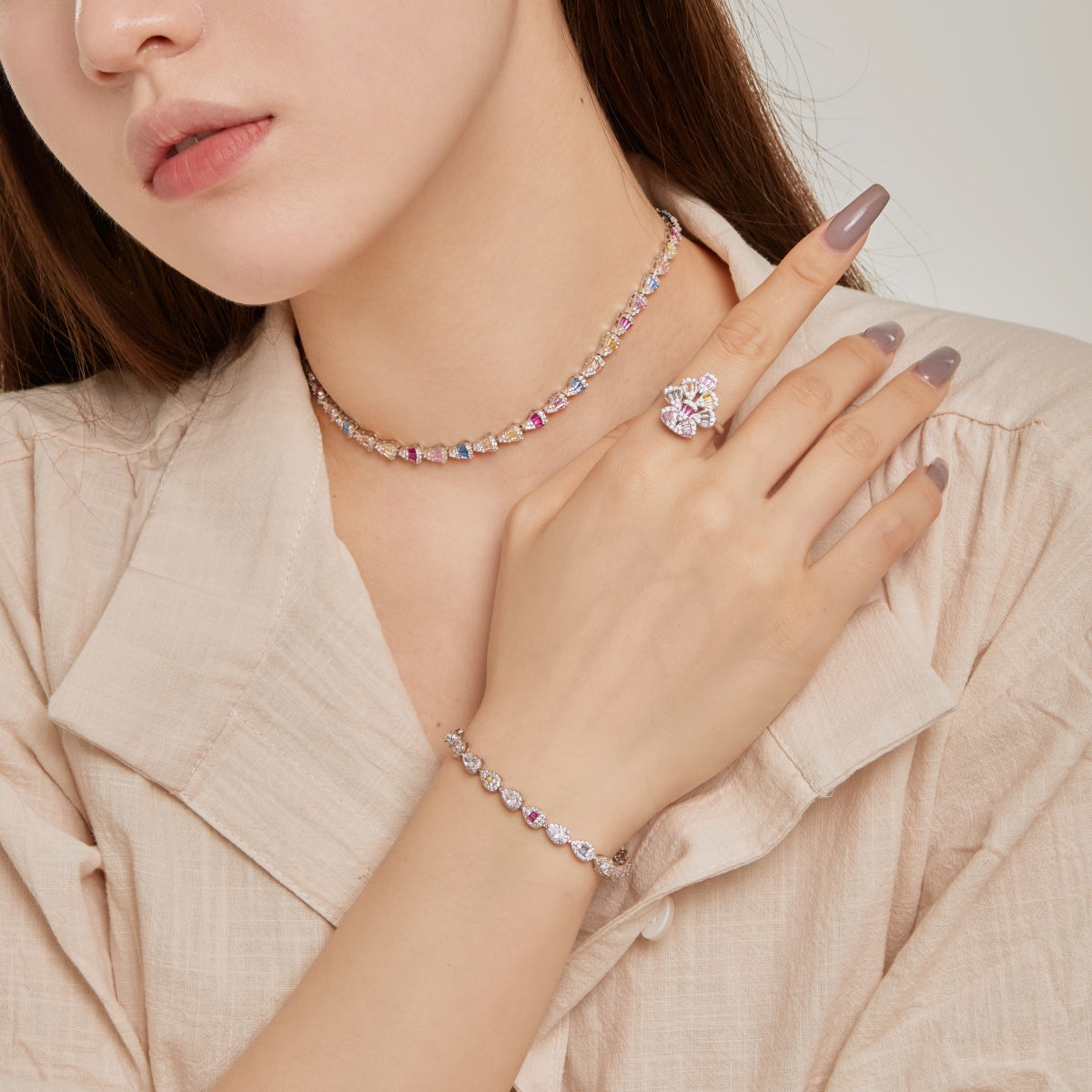 [LuckyStar]0.25 Carat Radiant Water Drop Shape Daily Bracelet