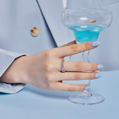 [LuckyStar]Splashy Ornate Emerald Cut Cocktail Ring