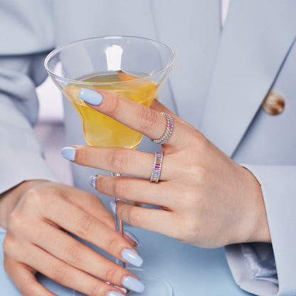 [LuckyStar]Splashy Ornate Emerald Cut Cocktail Ring