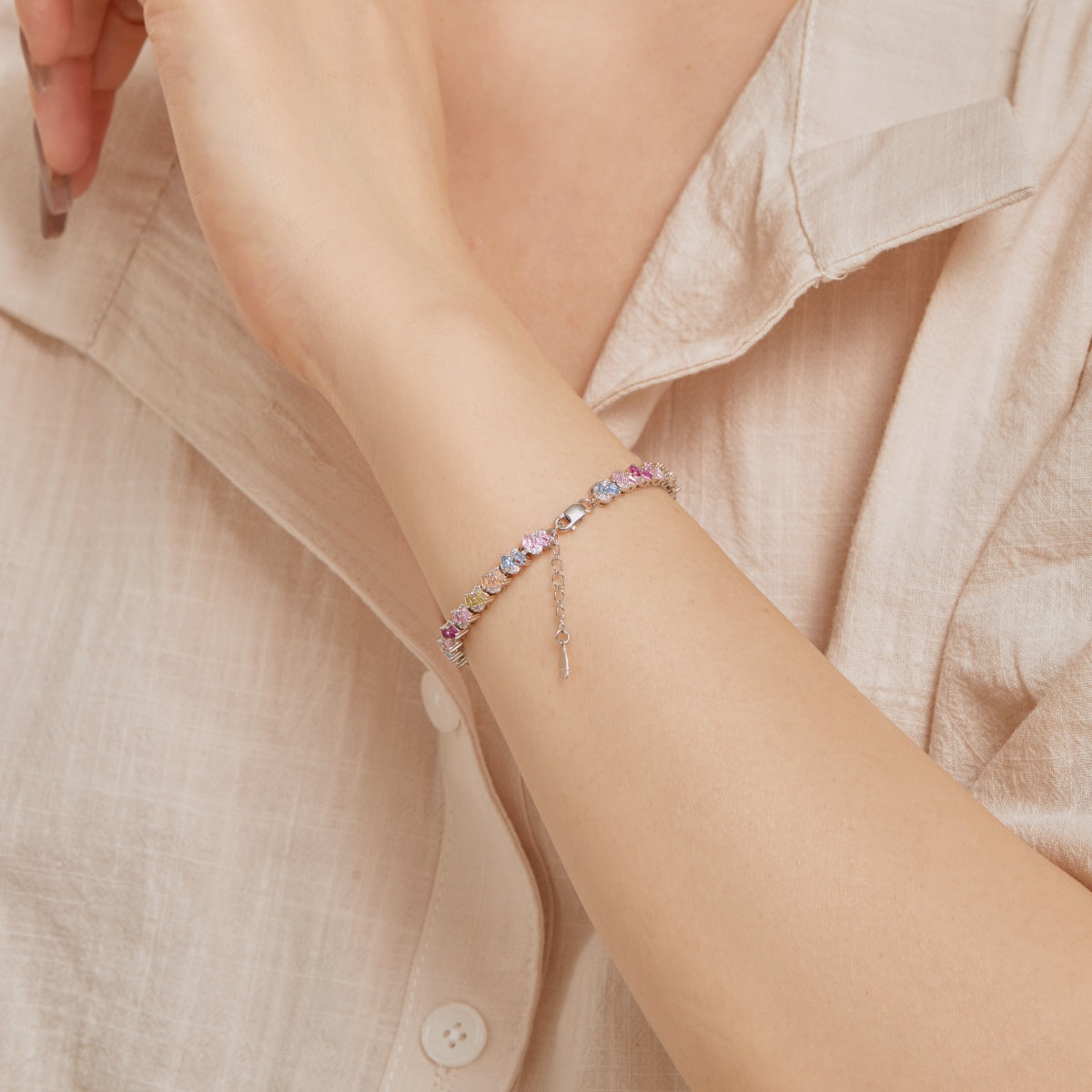 [LuckyStar]Ornate Colorful Flower Shape Party Bracelet