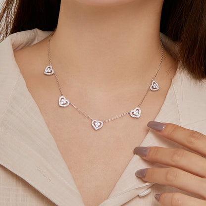 [LuckyStar]Sparkling Five Heart Necklace