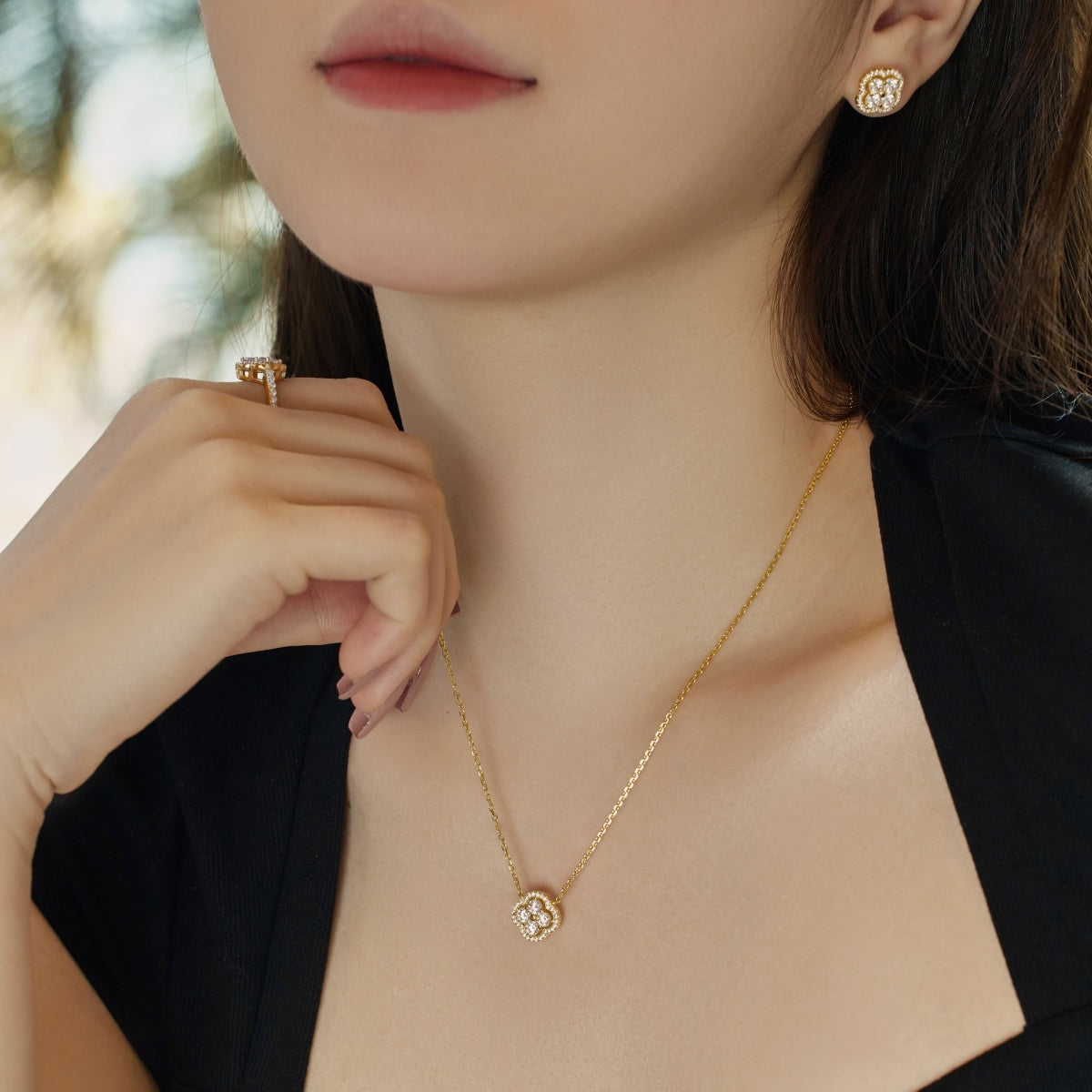 [LuckyStar]Exquisite Necklace With Four-Leaf Clover Flower Design