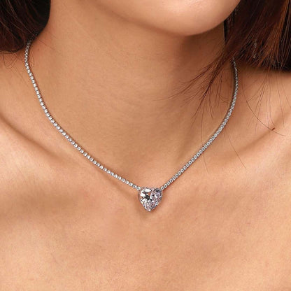 [LuckyStar]8.0 Carat Versatile Colorful Sweet Heart-Shaped Tennis Necklace