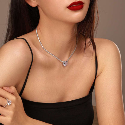 [LuckyStar]8.0 Carat Versatile Colorful Sweet Heart-Shaped Tennis Necklace