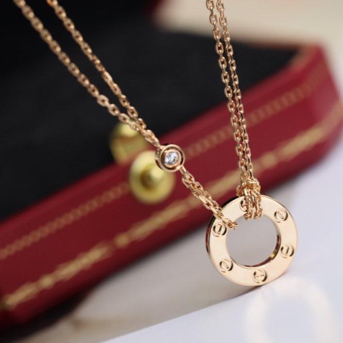 [LuckyStar] LIEBESHALSKETTE VERSTELLBAR ROSÉGOLD 2 DIAMANTEN 