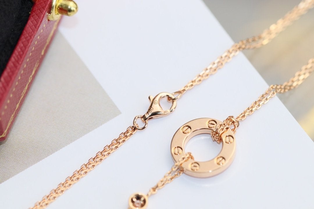 [LuckyStar] LIEBESHALSKETTE VERSTELLBAR ROSÉGOLD 2 DIAMANTEN 