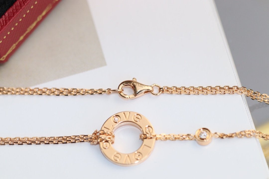 [LuckyStar] LIEBESHALSKETTE VERSTELLBAR ROSÉGOLD 2 DIAMANTEN 