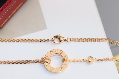 [LuckyStar] LIEBESHALSKETTE VERSTELLBAR ROSÉGOLD 2 DIAMANTEN 