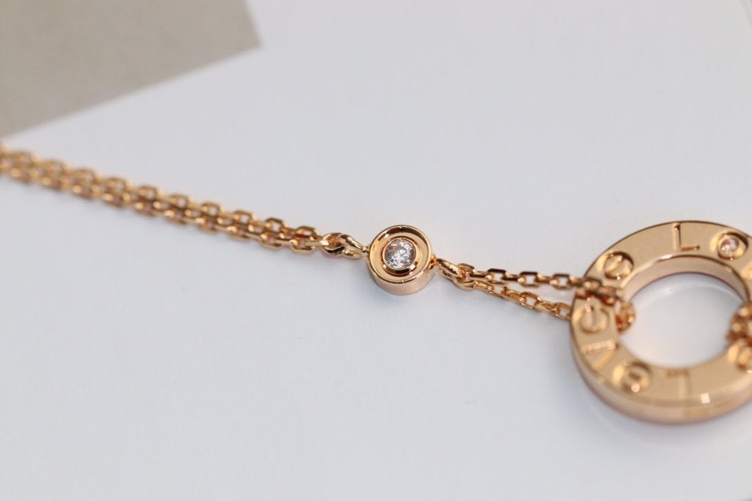 [LuckyStar] LIEBESHALSKETTE VERSTELLBAR ROSÉGOLD 2 DIAMANTEN 