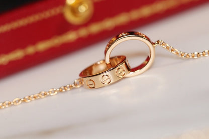 [LuckyStar] LIEBESHALSKETTE ROSA GOLD UND SILBER