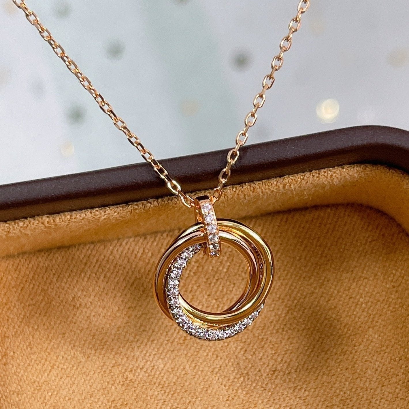 [LuckyStar]TRINITY HALSKETTE SILBER GOLD ROTGOLD DIAMANTEN