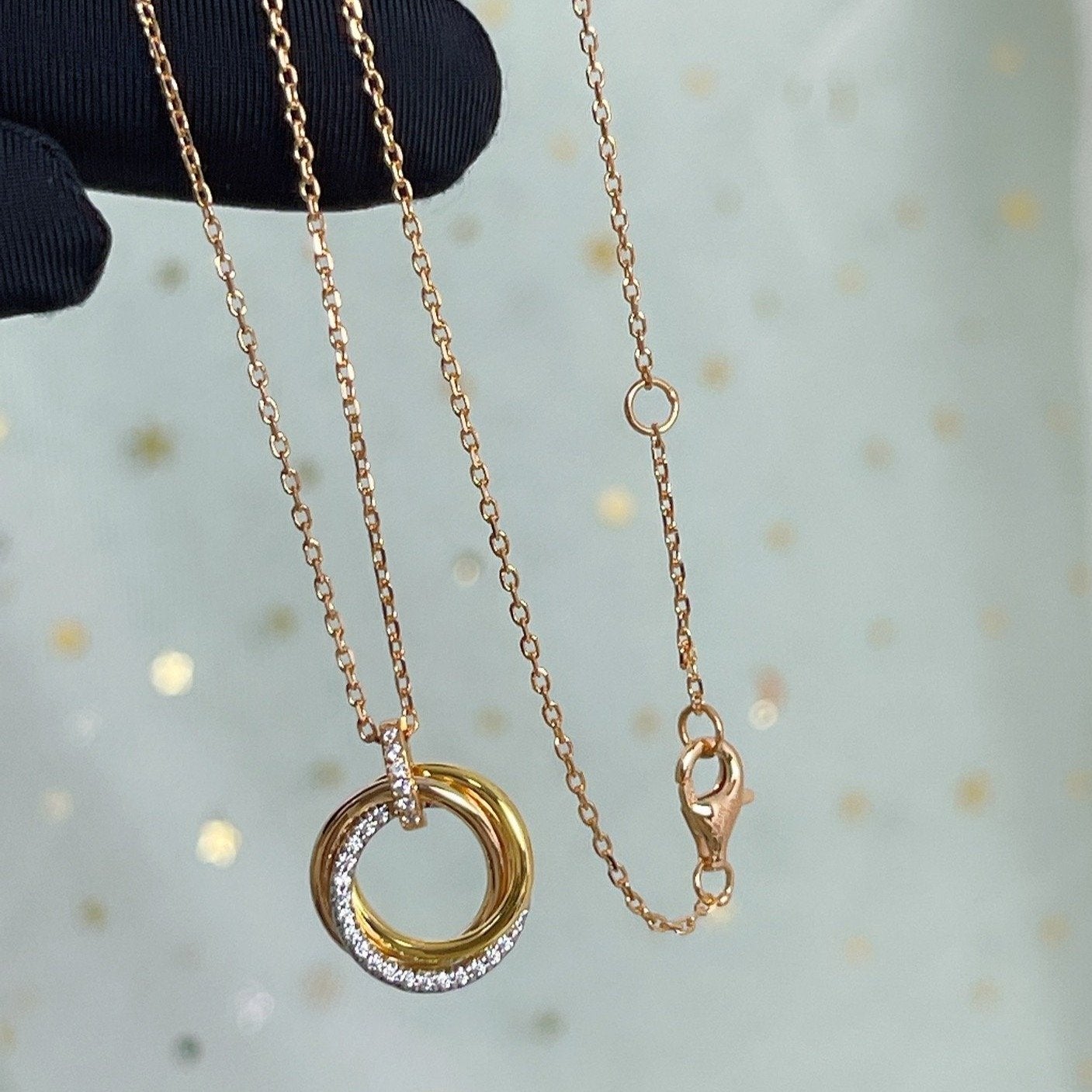 [LuckyStar]TRINITY HALSKETTE SILBER GOLD ROTGOLD DIAMANTEN
