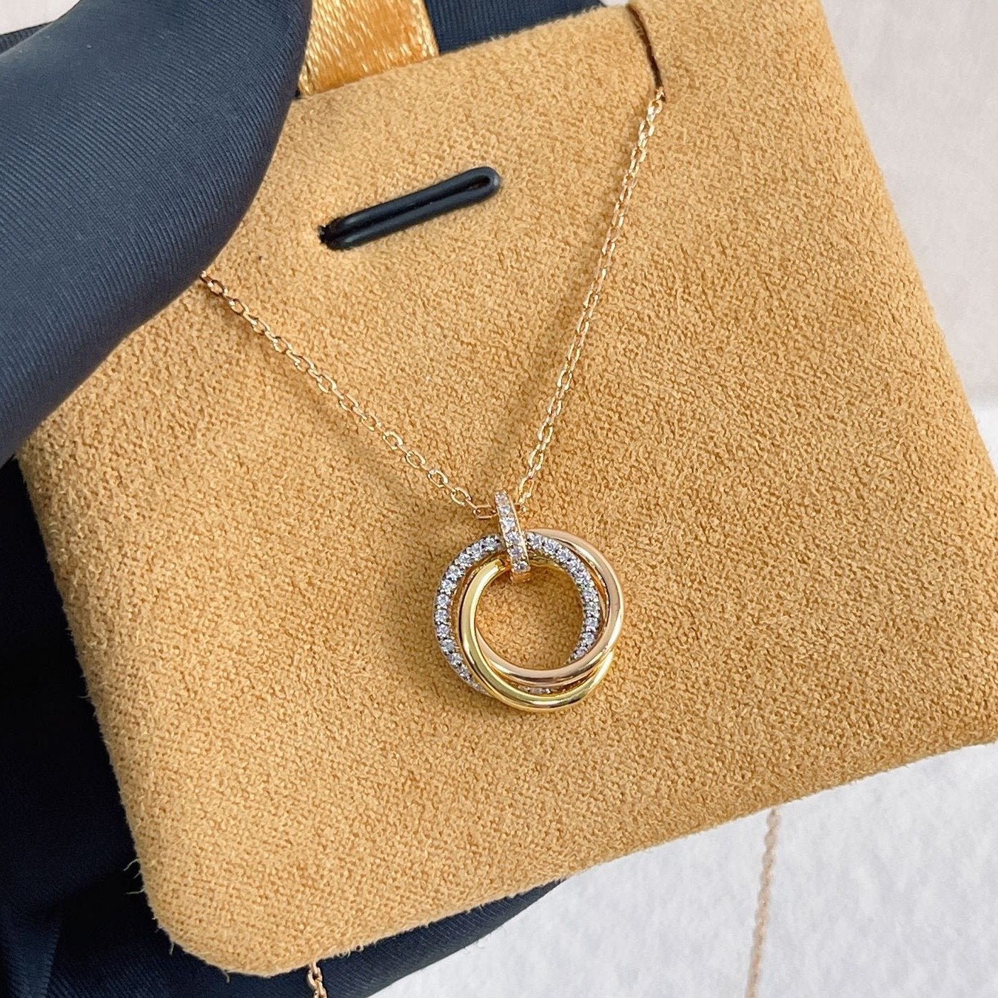 [LuckyStar]TRINITY HALSKETTE SILBER GOLD ROTGOLD DIAMANTEN