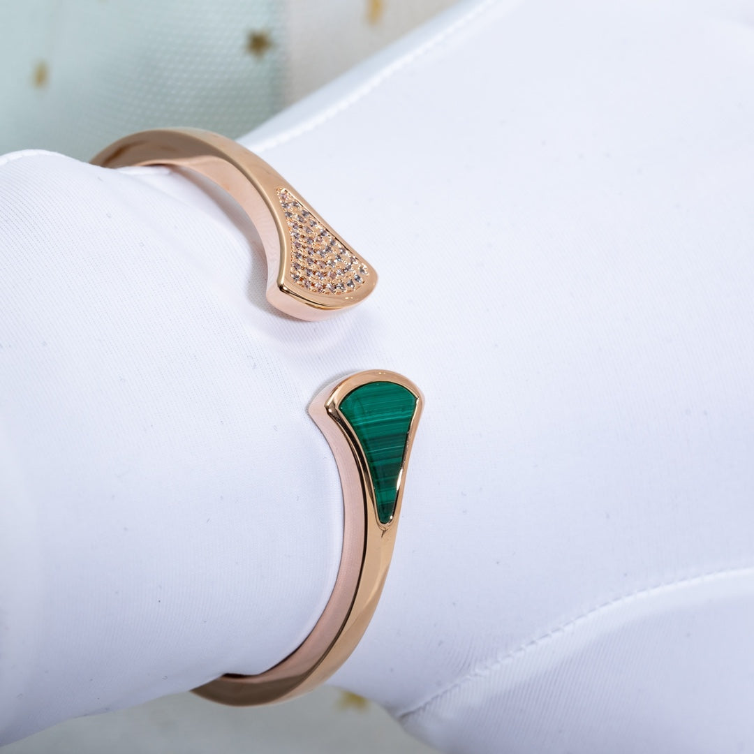 [LuckyStar]DREAM ARMBAND OFFEN MALACHIT ROTGOLD