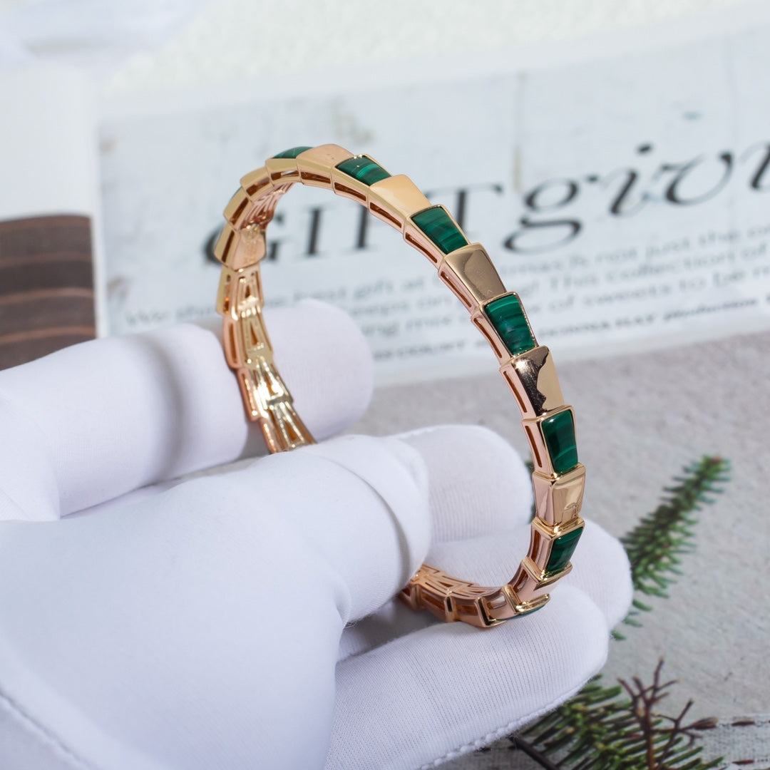 [LuckyStar]SERPENTI ARMBAND ROTGOLD MALACHIT 