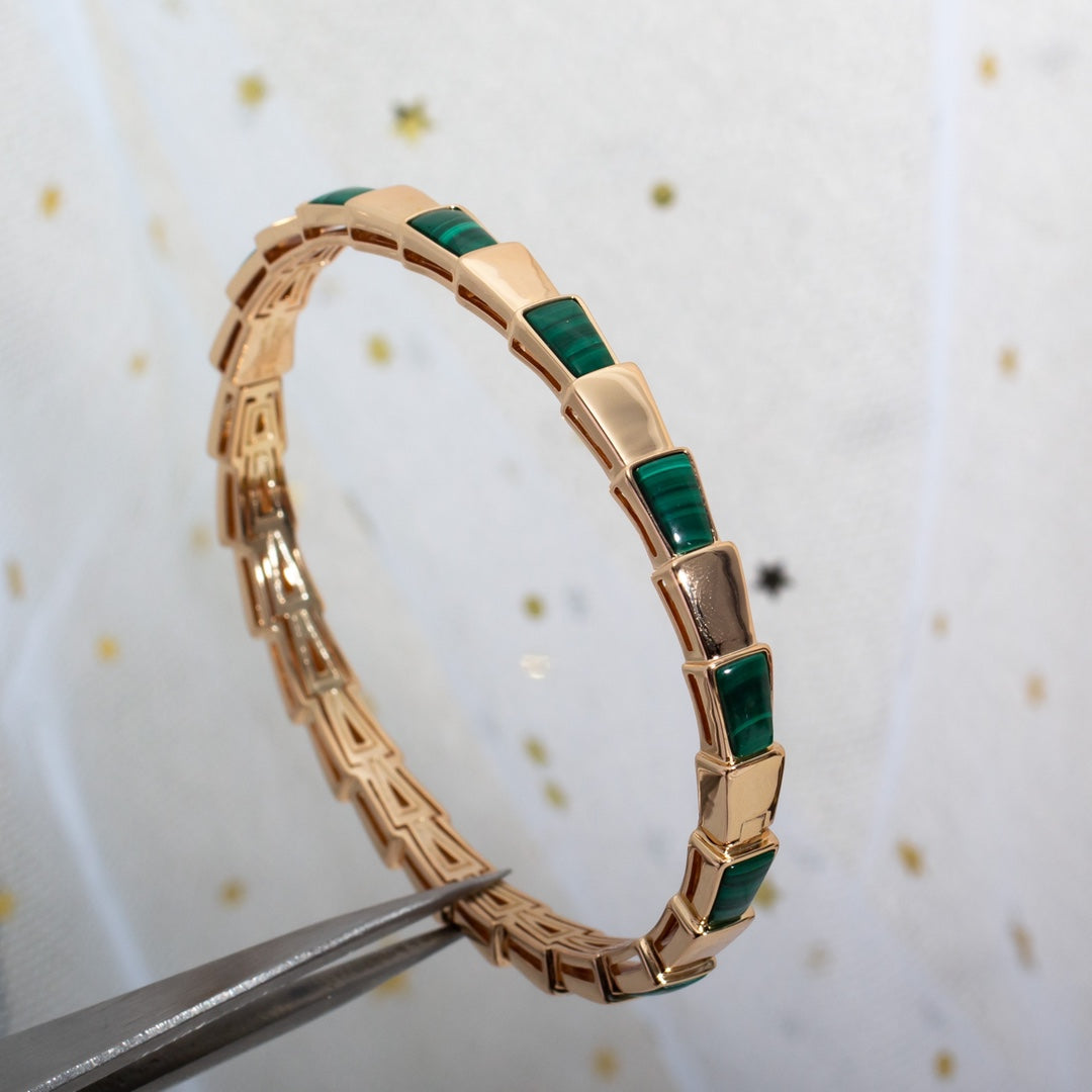 [LuckyStar]SERPENTI ARMBAND ROTGOLD MALACHIT 