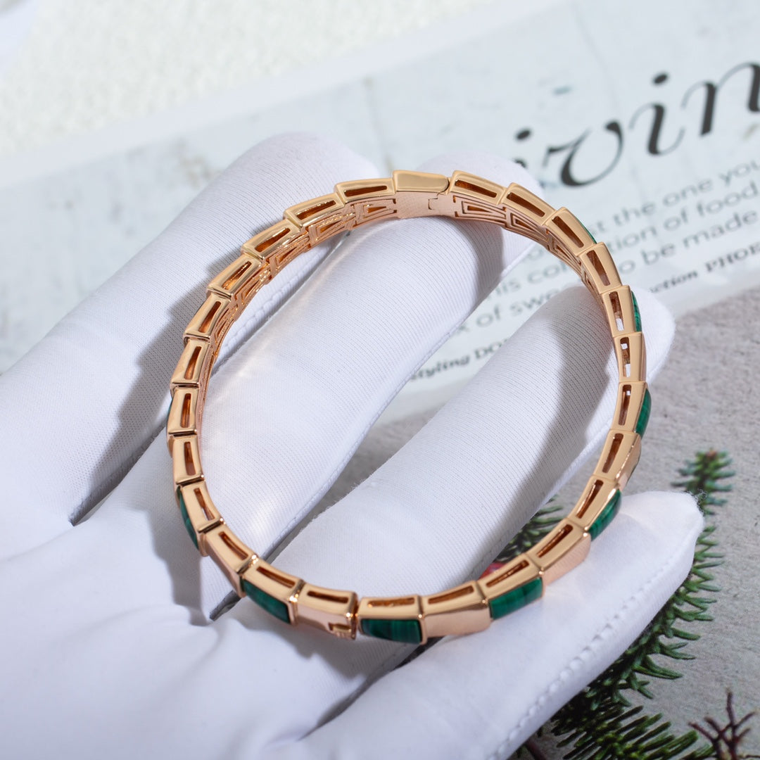 [LuckyStar]SERPENTI ARMBAND ROTGOLD MALACHIT 