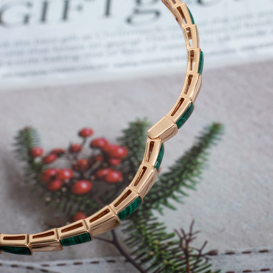 [LuckyStar]SERPENTI ARMBAND ROTGOLD MALACHIT 