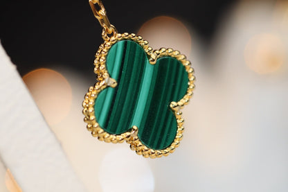 [LuckyStar]CLOVER OHRRINGE GOLD MALACHIT DIAMANT 3 MOTIV