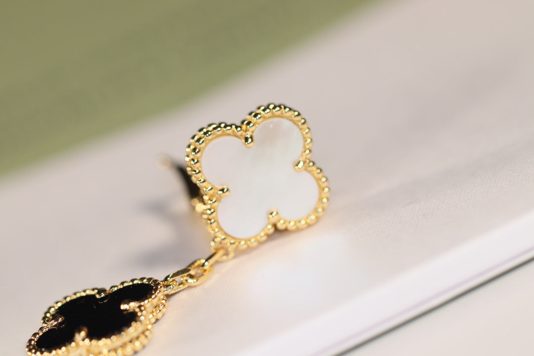 [LuckyStar]CLOVER OHRRINGE GOLD ONYX MOP 3 MOTIV 