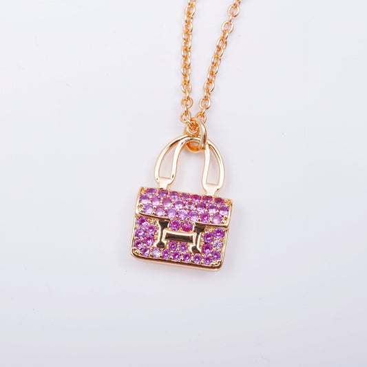 [LuckyStar]Constance Anhänger Lila Diamant Halskette