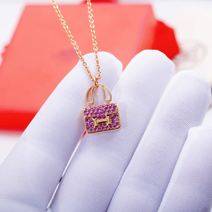 [LuckyStar]Constance Anhänger Lila Diamant Halskette