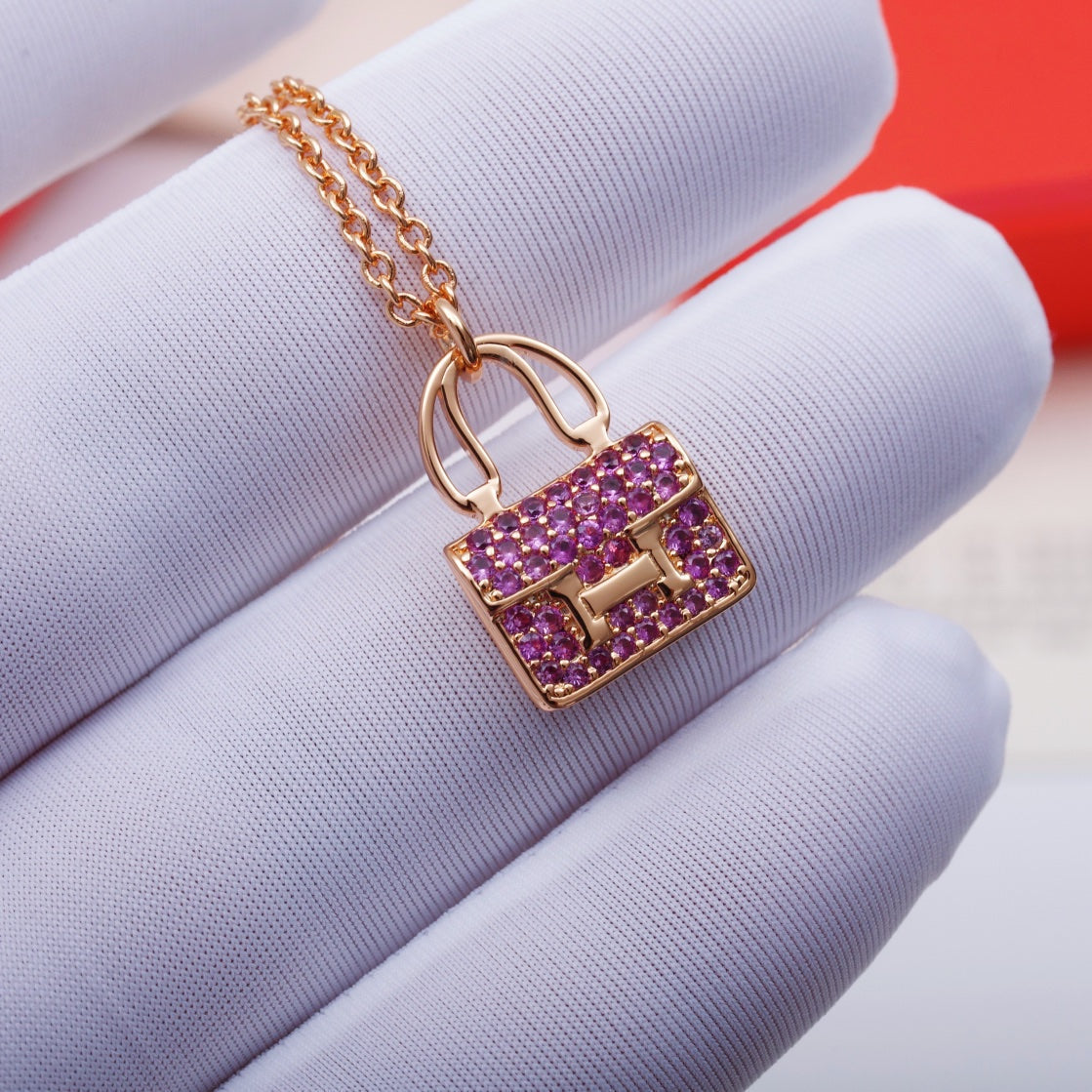 [LuckyStar]Constance Anhänger Lila Diamant Halskette