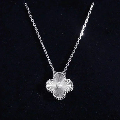 [LuckyStar]CLOVER 15MM DIAMANT LASER HALSKETTE SILBER